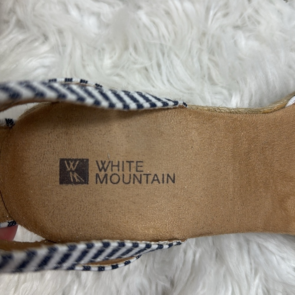 White Mountain Navy Striped Espadrille Wedges - Picture 4 of 5